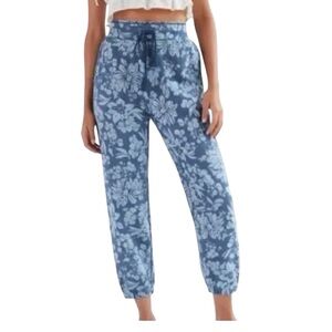 ANTHROPOLOGIE DAILY PRACTICE High Rise Blue Floral Jogger LARGE